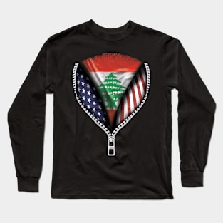 Lebanese Flag  Lebanon Flag American Flag Zip Down - Gift for Lebanese From Lebanon Long Sleeve T-Shirt